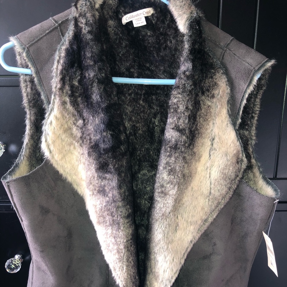 NWT Coldwater Creek faux shearling vest L